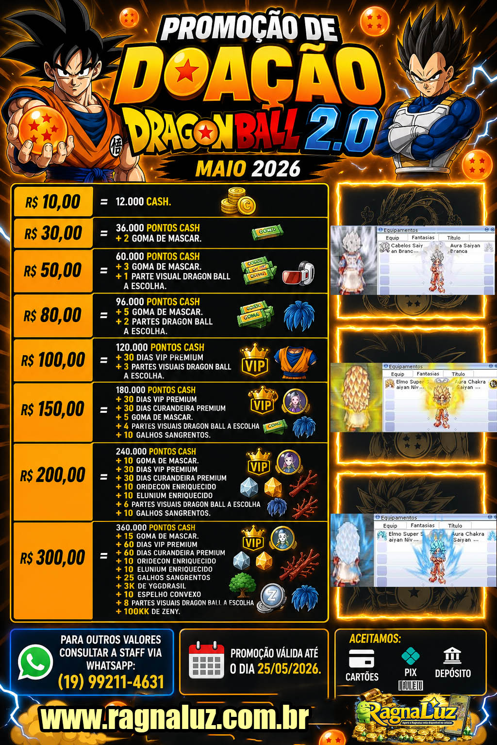 25/04/2026 - Nova promoção de doação dragon ball 2.0